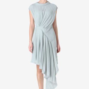 Maison Margiela Blue Pleated Asymmetric Midi Dress
